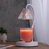 Lampe chauffe-cire électrique à intensité variable avec abat-jour en verre transparent pour décoration de table