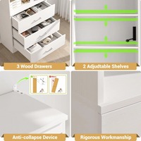 Armoire de cuisine haute, minimaliste, blanche, robuste et durable, avec station de charge, tiroirs, étagère de rangement