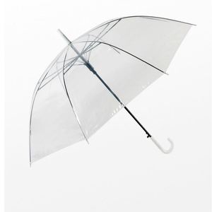 Parapluie droit transparent à 8 baleines, ouverture automatique, imperméable, populaire en ligne, à personnaliser soi-même, poignée longue, blanc élargi - Product Image 1