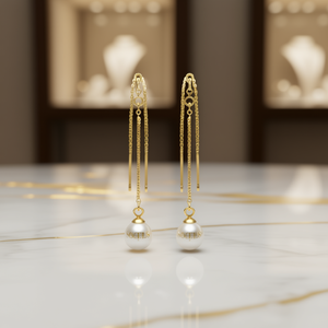 Pendientes colgantes chapados en oro Socils con bola de perlas sintéticas de 17 cm, joyería clásica para uso diario para mujer - Product Image 2