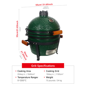 <span class=keywords><strong>Asador</strong></span> de Carbón Portátil SEB KAMADO de 16 Pulgadas, Color Verde, Parrilla de Cerámica para Cocina Exterior, Bodas y Fiestas - Product Image 2