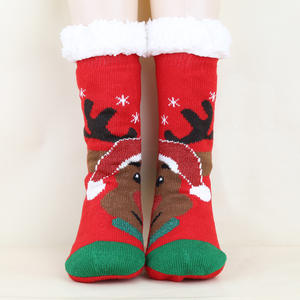 ถุงเท้าผู้หญิงลายการ์ตูนคริสต์มาส ผ้าฝ้าย ยาวคลุมเข่า สำหรับฤดูใบไม้ร่วงและฤดูหนาว ถุงเท้าสำหรับใส่ในบ้าน ถุงเท้าสำหรับนอน ถุงเท้าสำหรับใส่บนพื้นปูขนหนานุ่ม - Product Image 5