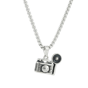 Yunnique – collier avec pendentif appareil photo en acier inoxydable, couleur argent, chaîne de 3.0x60cm, Design géométrique, bijoux à la mode pour hommes et femmes - Product Image 5