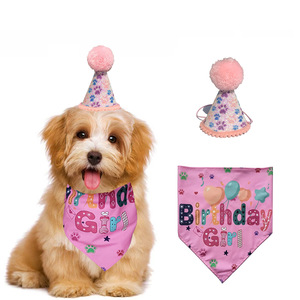 Conjunto de sombrero y pañuelo para cumpleaños de mascotas, para perros, color rosa, con número 1, accesorios para fiestas, diseño bonito, material de poliéster, para las cuatro estaciones - Product Image 5