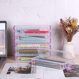 Étui à crayons de couleur unie, étui à crayons en plastique pour l'école, étui à stylos, boîte à crayons multifonction personnalisée pour enfants - Product Image 2