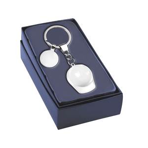 Porte-clés casque blanc en métal, diamètre 30 mm - Product Image 2