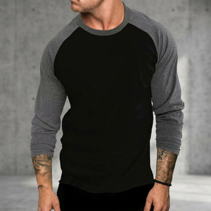 Camiseta de Manga Larga para Hombre, Diseño Casual, Cuello Alto, Poliéster/Algodón Transpirable, Corte Regular, 180 Gramos, Color Sólido - Product Image 4