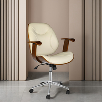 Chaise de bureau ergonomique moderne pour patron, réglable en hauteur, pivotante, avec assise en contreplaqué courbé et revêtement en cuir PU SF SF-9032
