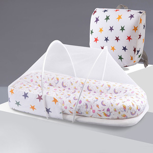 Lit de bébé portable lit de bébé pliable multifonctionnel berceau nouveau-né avec nid de chaise longue en coton - Product Image 1