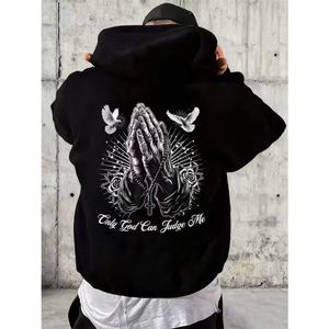 Sudadera con Capucha para Hombre, Estilo Urbano, con Cierre, de Algodón Grueso, Lavado Ácido, Hombros Caídos, Talla Grande, al por Mayor - Product Image 2