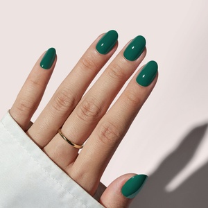 Faux Ongles Autocollants Réutilisables Couleur Unie BTArtbox – Vente en Gros de Faux Ongles Courts Ovales en Gel Souple Vert Foncé à Coller en Gros - Product Image 1