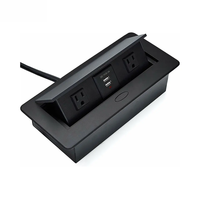 Caja de Conexión Oculta con 3 Tomas de Corriente US + 2 Puertos USB para Escritorio/Mesa de Oficina, Enchufe de Corriente Emergente