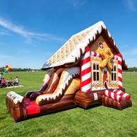 Structure gonflable personnalisée de Noël avec toboggan et trampoline pour événements