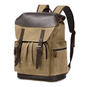 Nerlion в наличии водостойкий мужской модный большой вместительный вощеный холщовый рюкзак для ноутбука Унисекс Винтажный рюкзак для путешествий