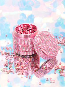 Molinillo de Hierbas Manual de Aluminio Rosa de 40mm con Incrustaciones de Diamantes de Imitación, Accesorio Compacto de Lujo, Molienda Suave, Regalos <span class=keywords><strong>Funway</strong></span> - Product Image 6