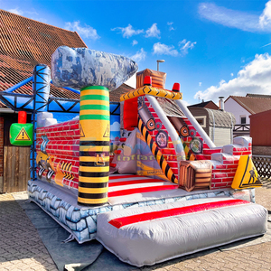 Château gonflable pour enfants, chantier de construction extérieur, château gonflable et toboggan, structure gonflable combinée pour sauter et rebondir - Product Image 2