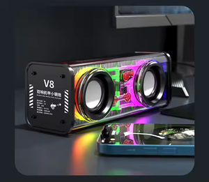 Hot Selling V8 Transparent Mecha Dazzling Lights 10W BT <b>Speaker</b> Double Horn Small Steel Cannon Diaphragm Gift <b>Speaker</b> - Product Image 5