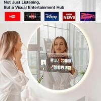 Espejo Inteligente para Baño VERCON, Espejo Android Redondo con Pantalla de 10 Pulgadas, Wifi, Bluetooth, Centro de Aplicaciones YouTube, Seguimiento de Salud, Diámetro: 700 mm