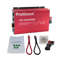 Pretiosus onduleur chine usine onde sinusoïdale modifiée 2kw 2000w onduleur DC12v 24v à AC210v 220v convertisseur de puissance UPS USB