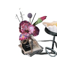 Décoration et fournitures de mariage style TikTok : Fleurs artificielles en soie irisée, arrangement floral aromatique sans fumée pour salon, salle à manger, centres de table de mariage