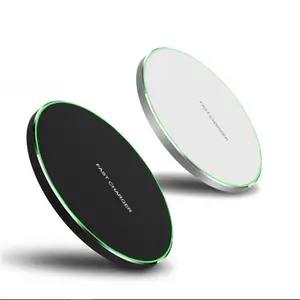 Portable Cell Phone Wireless Charger Pad Led Light 15w Custom Logo Desk 2 In 1 Wireless Fast Charging 10w Qi Charger Inalambric