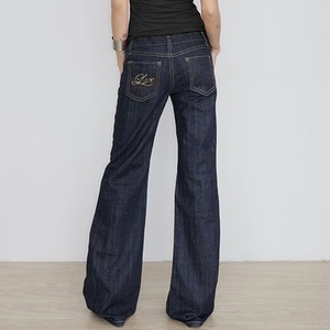 Jeans Svasati a Vita Bassa in Denim Ricamato con Lettere, Stile Vintage Americano, Effetto Slim, Lavaggio Distressed, per Ragazze alla Moda e di Carattere - Product Image 2