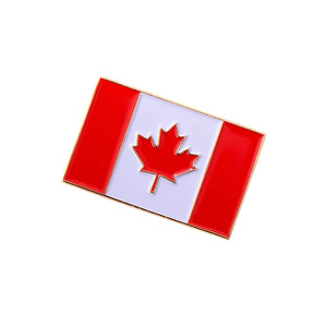 Pin Badge Bendera Kanada Bentuk Persegi Logam Besi Custom Murah dengan Lapisan Emas Enamel - Product Image 2