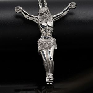 Collana con Ciondolo Hip Hop Gods Saint Jesus, Gioiello Religioso <span class=keywords><strong>Cristiano</strong></span> da Uomo in Acciaio Inossidabile Placcato Platino, Regalo alla Moda - Product Image 5
