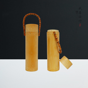 <b>Bamboo</b> Wine <b>Container</b> 9-10*28 Wooden Lid Beverage Packaging With Handle For Wine Storage - Product Image 5