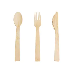 Bamboo cutlery suit Knife fork and spoon Biodegradable 100% bamboo 17 CM for kitchen travel party barbecue cutlery Disposable