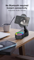 2024 Nieuwe Technologie Digitale Wekker Met Voor Bluetooth Speaker Unieke Led Draadloos Opladen Luidspreker Blauwe Stroombron