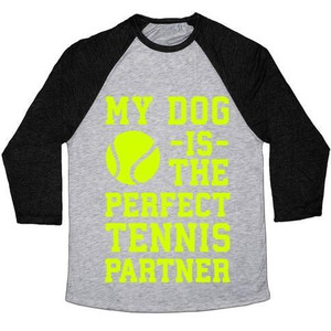 Mi perro es el compañero de tenis perfecto, camiseta de béisbol unisex de mezcla triple - Product Image 3