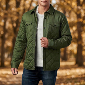 High Quality Spring Warm Eco-Friendly High Street Men Quilted Jacket Breathable Solid Color Long Sleeve Custom Logo Double - Product Image 4