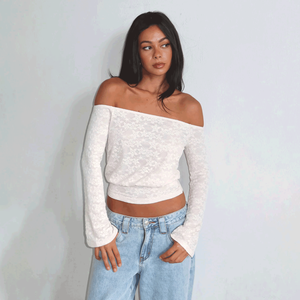T-<span class=keywords><strong>shirt</strong></span> de luxe personnalisé pour femme, nouveau modèle tendance, à épaules dénudées, <span class=keywords><strong>manches</strong></span> <span class=keywords><strong>longues</strong></span>, sexy, coupe ajustée, en maille et <span class=keywords><strong>dentelle</strong></span>, idéal pour les soirées - Product Image 4