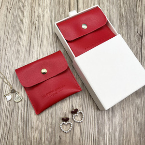 Custom Red Leather Jewelry Packaging Bag with <b>Box</b> - Product Image 2