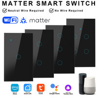 Interrupteur mural intelligent Wi-Fi tactile Premium Matter US avec télécommande, programmation et assistant vocal