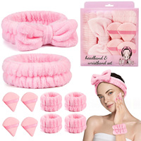 Lot de 10 bandeaux et bracelets de spa avec éponges de maquillage, kit de beauté pour le lavage du visage, OEM