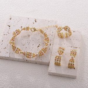 Kinnear – Nouvelle collection de bijoux en or véritable 22 carats, <span class=keywords><strong>ensemble</strong></span> original de Dubaï, haute qualité, style africain et italien, tricolore, 4 pièces, collier ras <span class=keywords><strong>du</strong></span> cou pour femme - Product Image 4