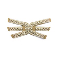 Tige de sandale d'été pour femme semi-finie à coudre, en dentelle de perles, ruban PU et strass extensibles, avec bande de diamants