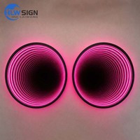 Enseigne Miroir Infini Néon Personnalisée Direct Usine, Enseigne Murale Logo pour Magasin, Enseigne Néon Miroir Infini Personnalisée