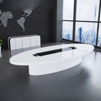 Table de conférence ovale peinte en blanc simple table de conférence incurvée moderne bureau longue grande table de réception