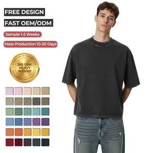 T-shirt da uomo personalizzabile con logo, 260 g/m², 100% cotone pesante, vestibilità oversize squadrata, spalle scese, tinta unita, vari colori, OEM - Product Image 3
