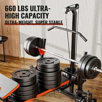 Banc de musculation multifonction pliable en métal tout-en-un avec rack de musculation et station de tirage vertical réglable
