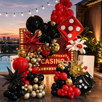 Kit d'arche de ballons en aluminium Poker Dice, thème casino, rouge, noir, or, ballons couronne pour la décoration de fête d'anniversaire pour adultes