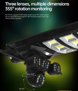 Farola Solar con 3 Pantallas de Video y Cámara 4G, Sistema de Cámara de Seguridad Wifi <span class=keywords><strong>V380</strong></span> Pro para Exteriores, Inalámbrica, con Batería, en Línea - Product Image 4