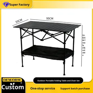 Ruida Factory Direct Sale <b>Adjustable</b> Roll <b>Table</b> Portable Iron <b>Folding</b> <b>Table</b> Outdoor Furniture Camping Picnics Modern Square LYC- - Product Image 2