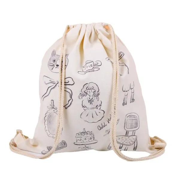 Vendita calda borsa con coulisse personalizzata professionale per disegnare zaino con stringhe con stampa logo personalizzato borse in cotone