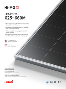 Longi Hi-<span class=keywords><strong>MO</strong></span> 9 625-660M Panel solar tipo N HPDC Bifacial Half Cell Mono 144 Células Garantía Calidad Alta eficiencia - Product Image 2