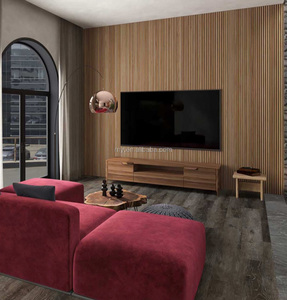 3000mm taille personnalisée placage de bois naturel insonorisé et décoratif panneau mural à lattes acoustiques droites panneau Akustik pour salon - Product Image 6