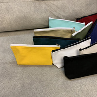 Pochette en toile vierge DIY pour crayons, multi-usages, pour loisirs créatifs, voyage, trousse de toilette, maquillage, cosmétiques, avec fermeture éclair, vente en gros